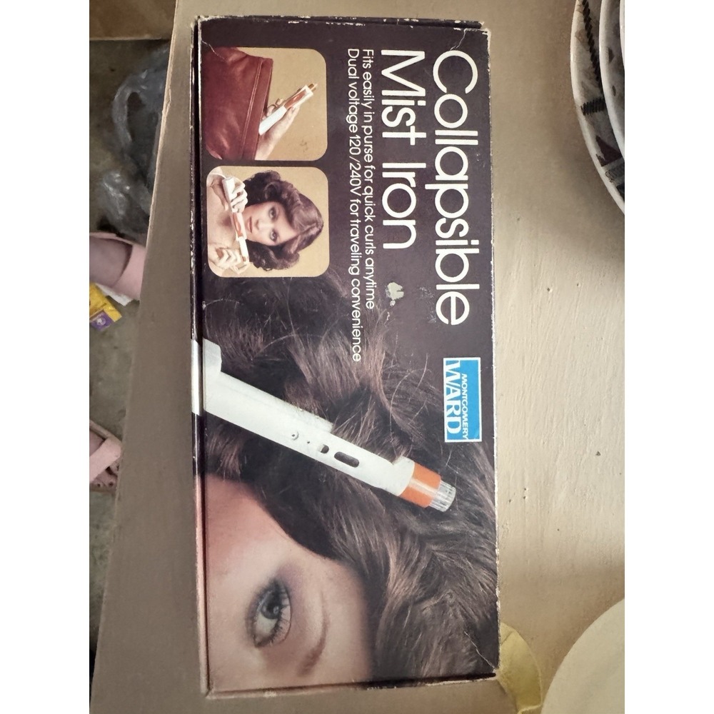 RARE Vtg New Old Stock Montgomery Ward Collapsible Mist Curling Iron Travel Size